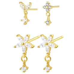 Earring Stack Sets | Creolen | Hey Happiness Frühlingszeit Ohrstecker Set aus Sterlingsilber