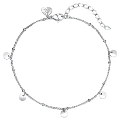 Fußkettchen | Hey Happiness Fußkettchen mit Runden Plättchen Anhängern in Silber Silver