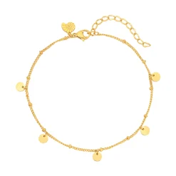 Fußkettchen | Hey Happiness Fußkettchen mit Runden Plättchen Anhängern in Gold