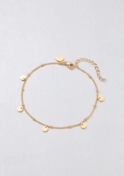 Fußkettchen | Hey Happiness Fußkettchen mit Runden Plättchen Anhängern in Gold