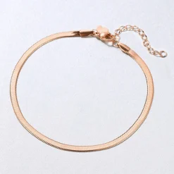 Fußkettchen | Hey Happiness Fußkette mit Schlangenkette-Design in Rosegold Rose Gold