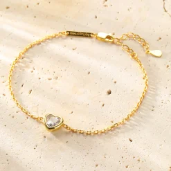 Charm Armbänder | Hey Happiness Funkelndes Herz Armband Sterlingsilber