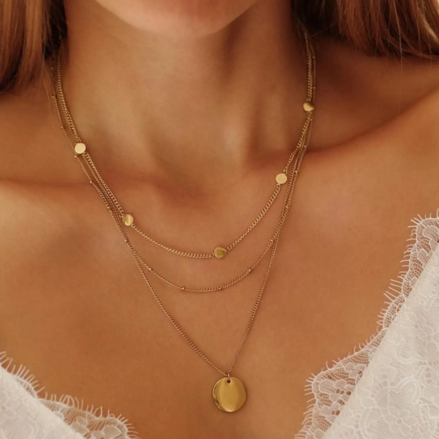 Necklace Sets | Hey Happiness Geo Plättchen Kette Set