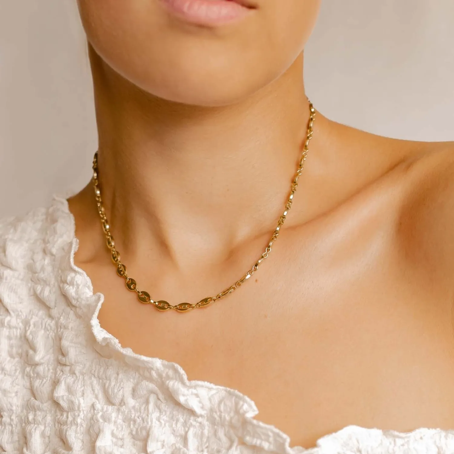 Filigrane Ketten | Hey Happiness Gepufft Link Mariner Kette in Gold
