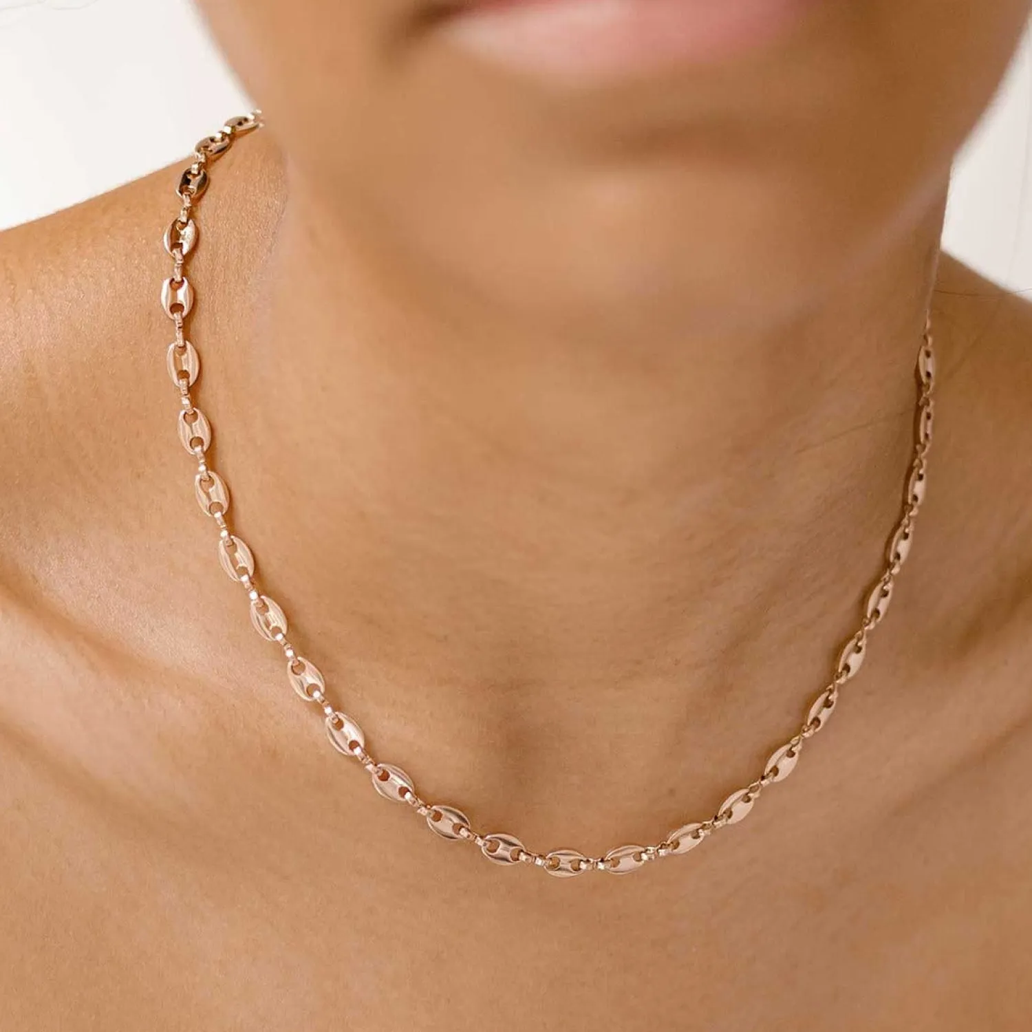 Choker Ketten | Filigrane Ketten | Hey Happiness Gepufft Link Mariner Kette in Rosegold Rose Gold