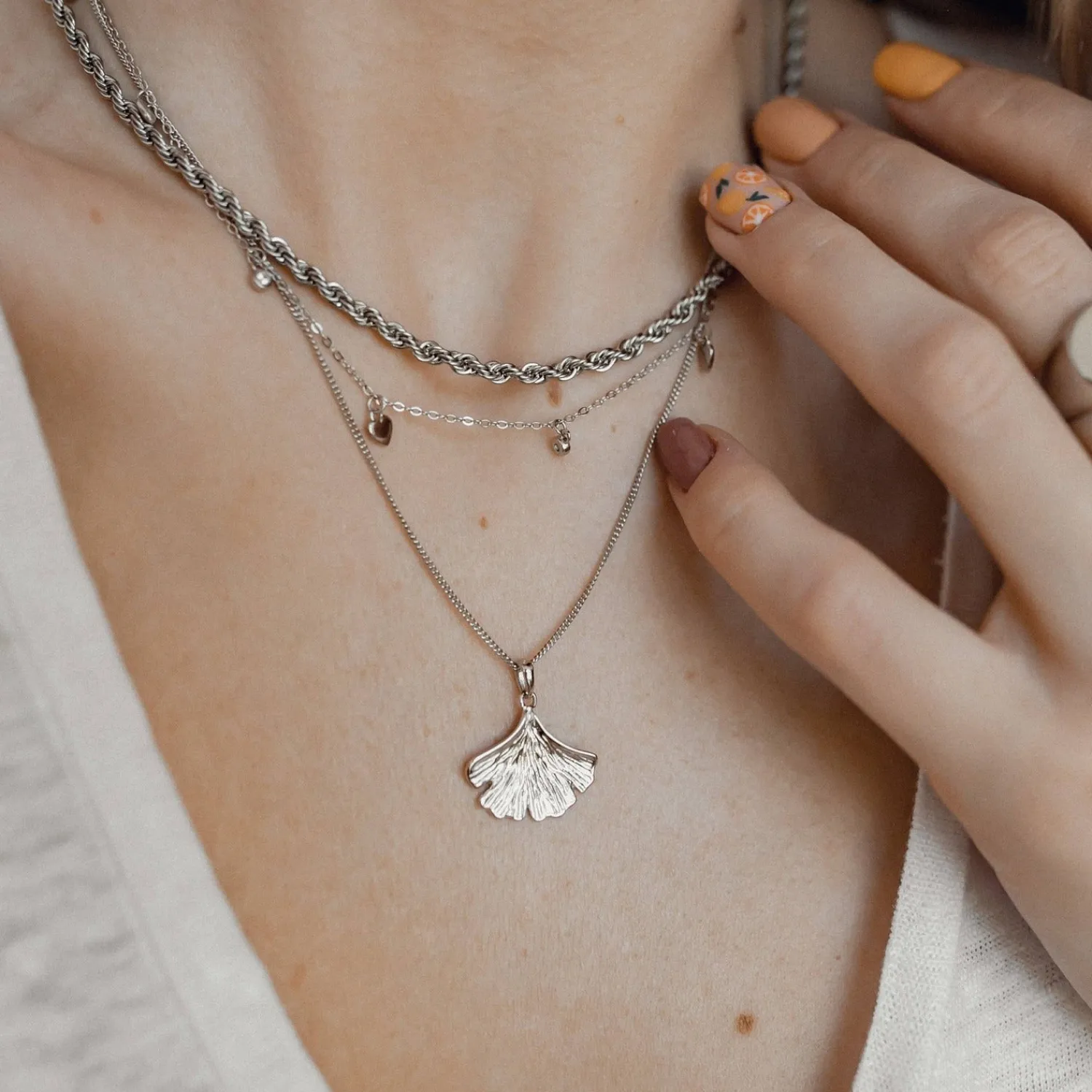 Filigrane Ketten | Hey Happiness Ginkgo-Blatt Kette Sterlingsilber Silver