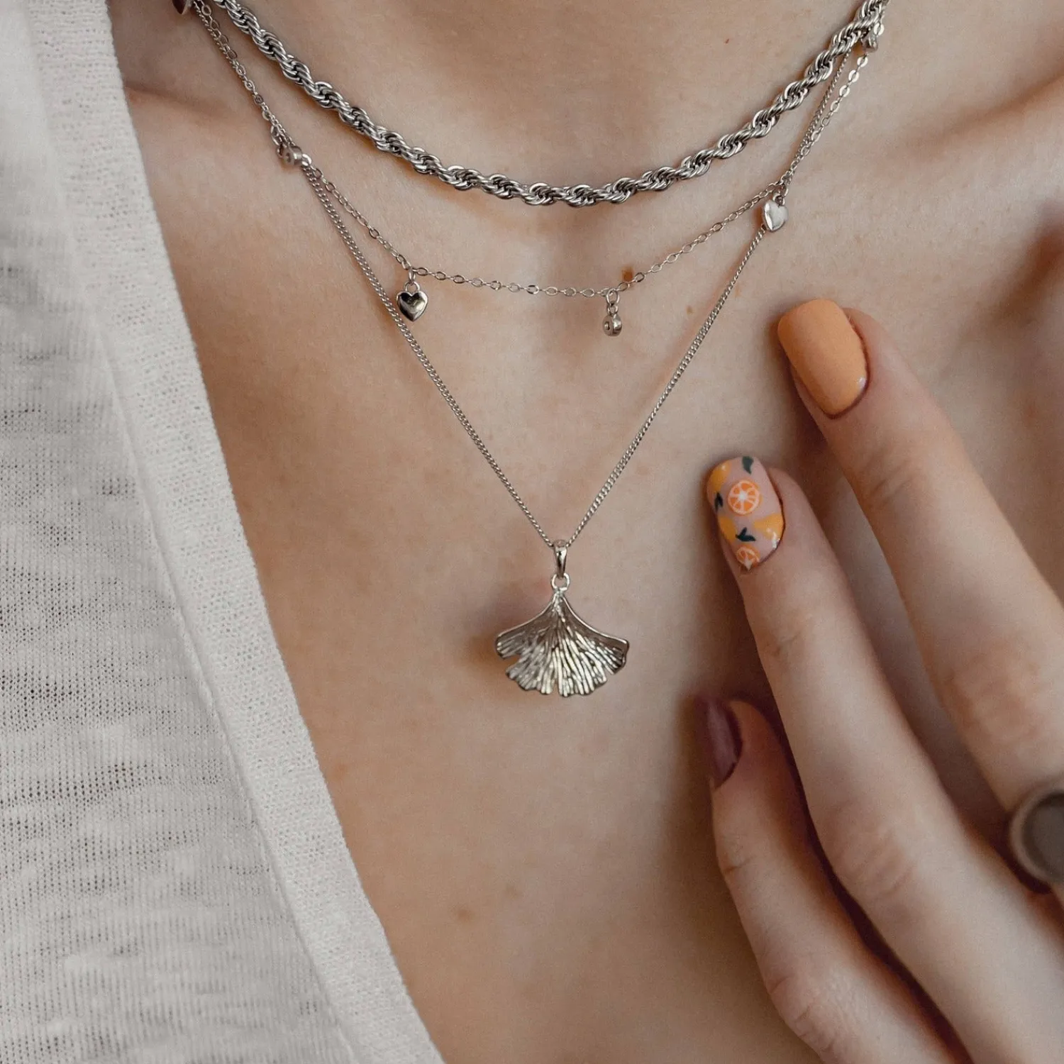 Filigrane Ketten | Hey Happiness Ginkgo-Blatt Kette Sterlingsilber Silver
