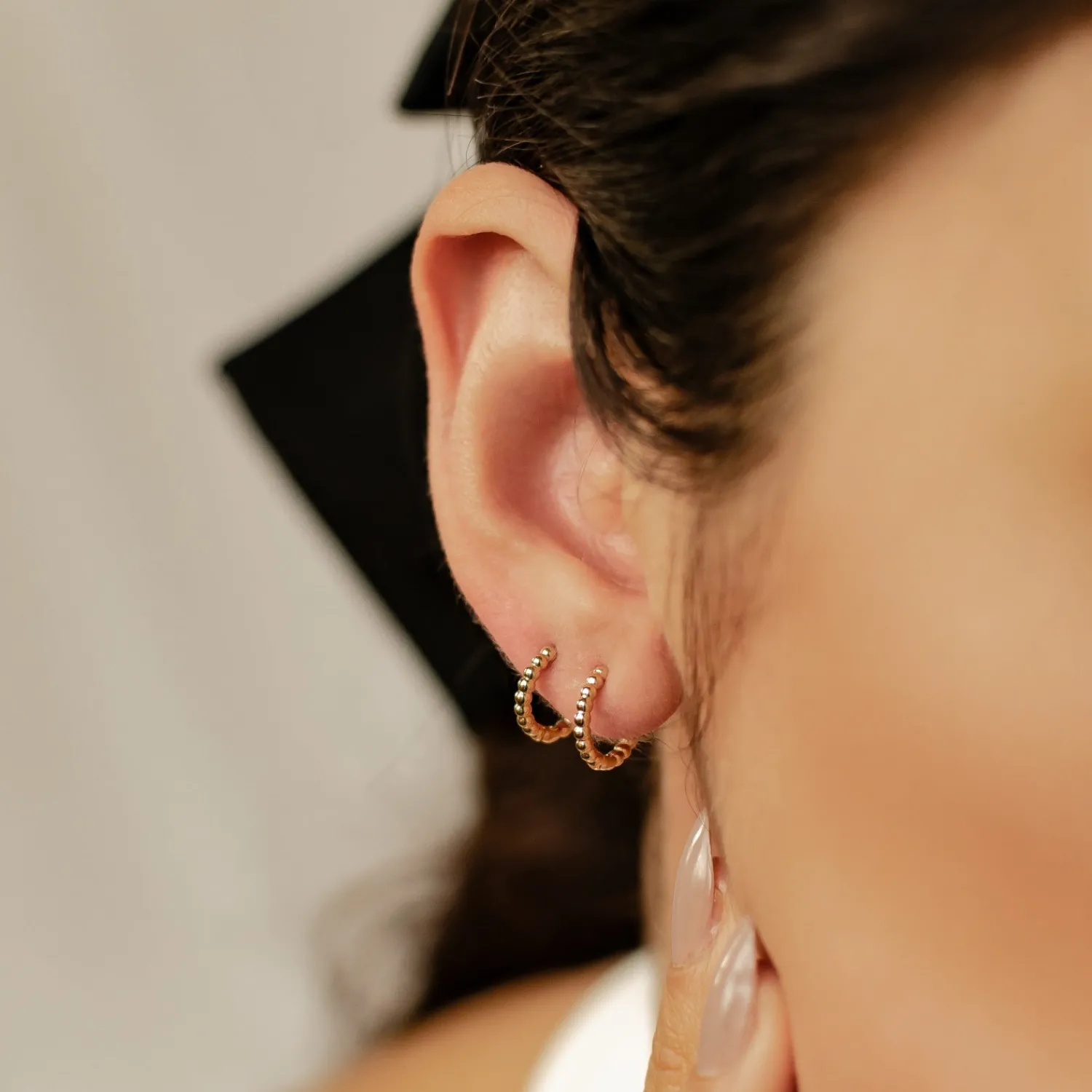 Ohrstecker | Creolen | Hey Happiness Glam 585 Creolen mit Kugeln Gold