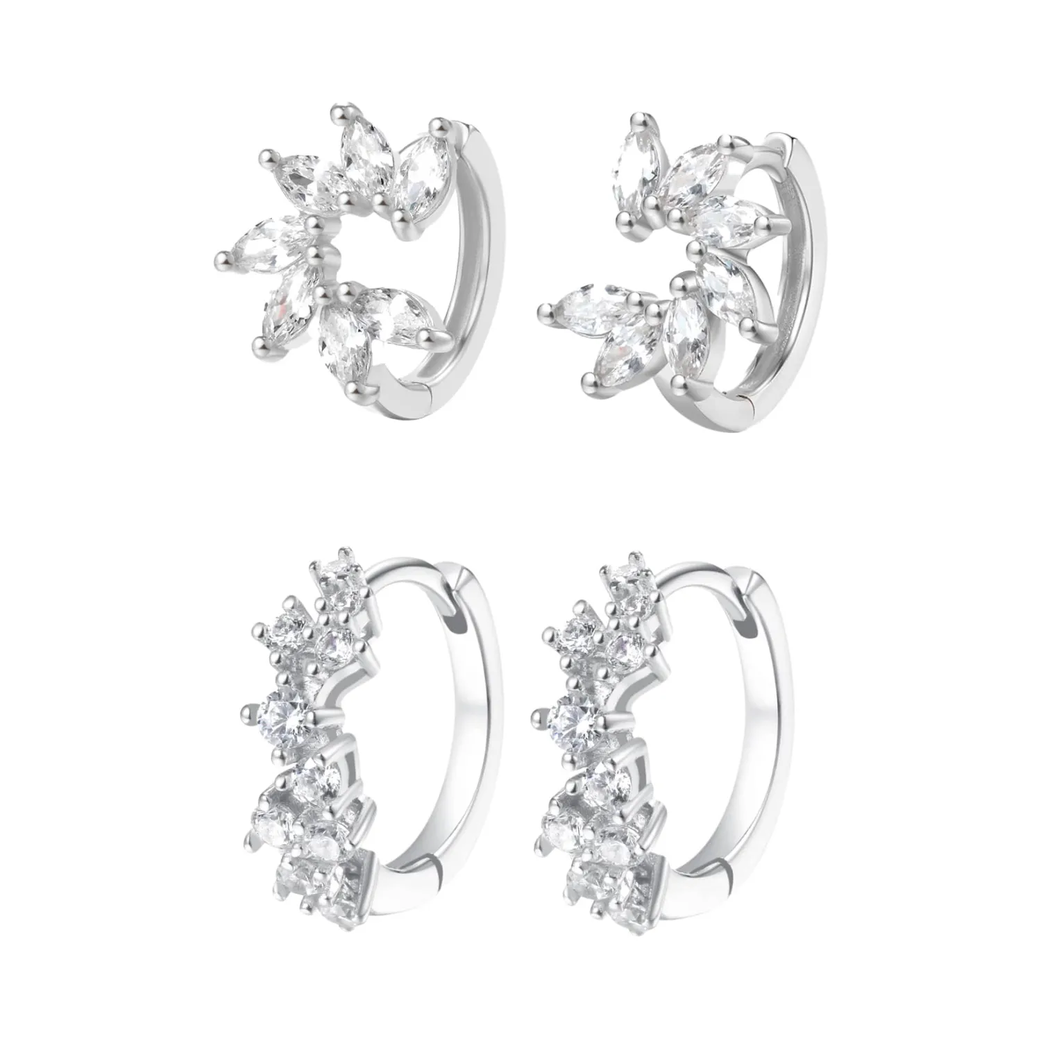 Earring Stack Sets | Hey Happiness Glitter Duo Ohrringe Set aus Sterlingsilber