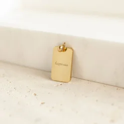 Anhänger | Hey Happiness Glänzender Rechteck Anhänger Gold