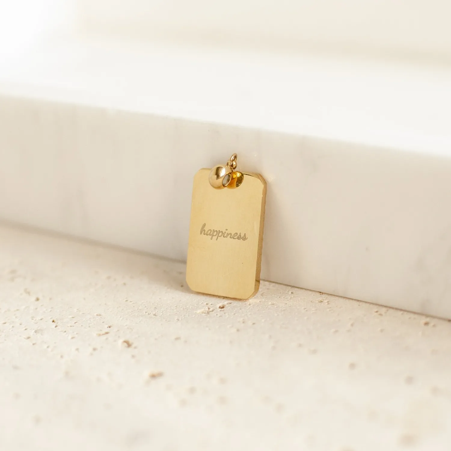 Anhänger | Hey Happiness Glänzender Rechteck Anhänger Gold