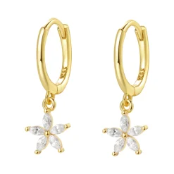 Huggie Ohrringe | Hey Happiness Gänseblümchen Huggie Ohrringe mit Schmucksteinen Sterlingsilber