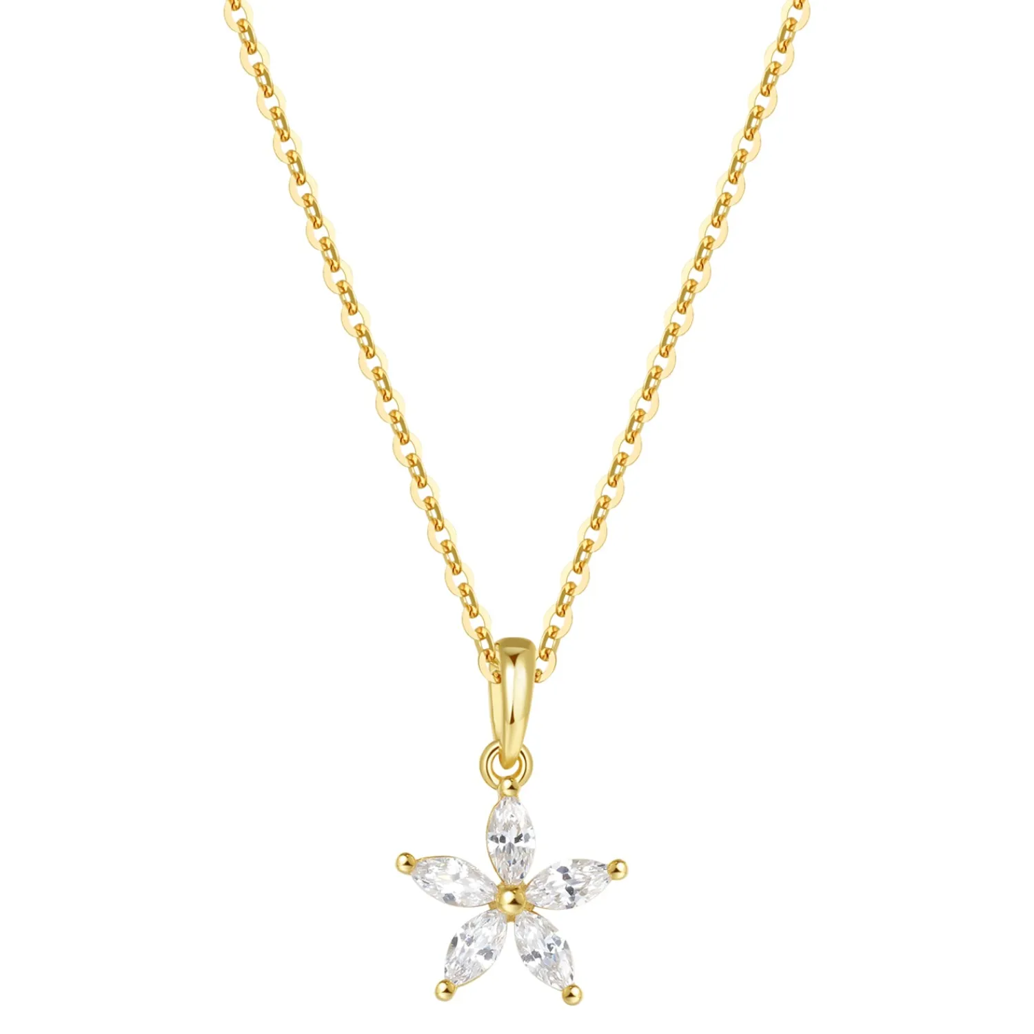 Filigrane Ketten | Hey Happiness Gänseblümchen Kette mit Schmucksteinen Sterlingsilber in Gold