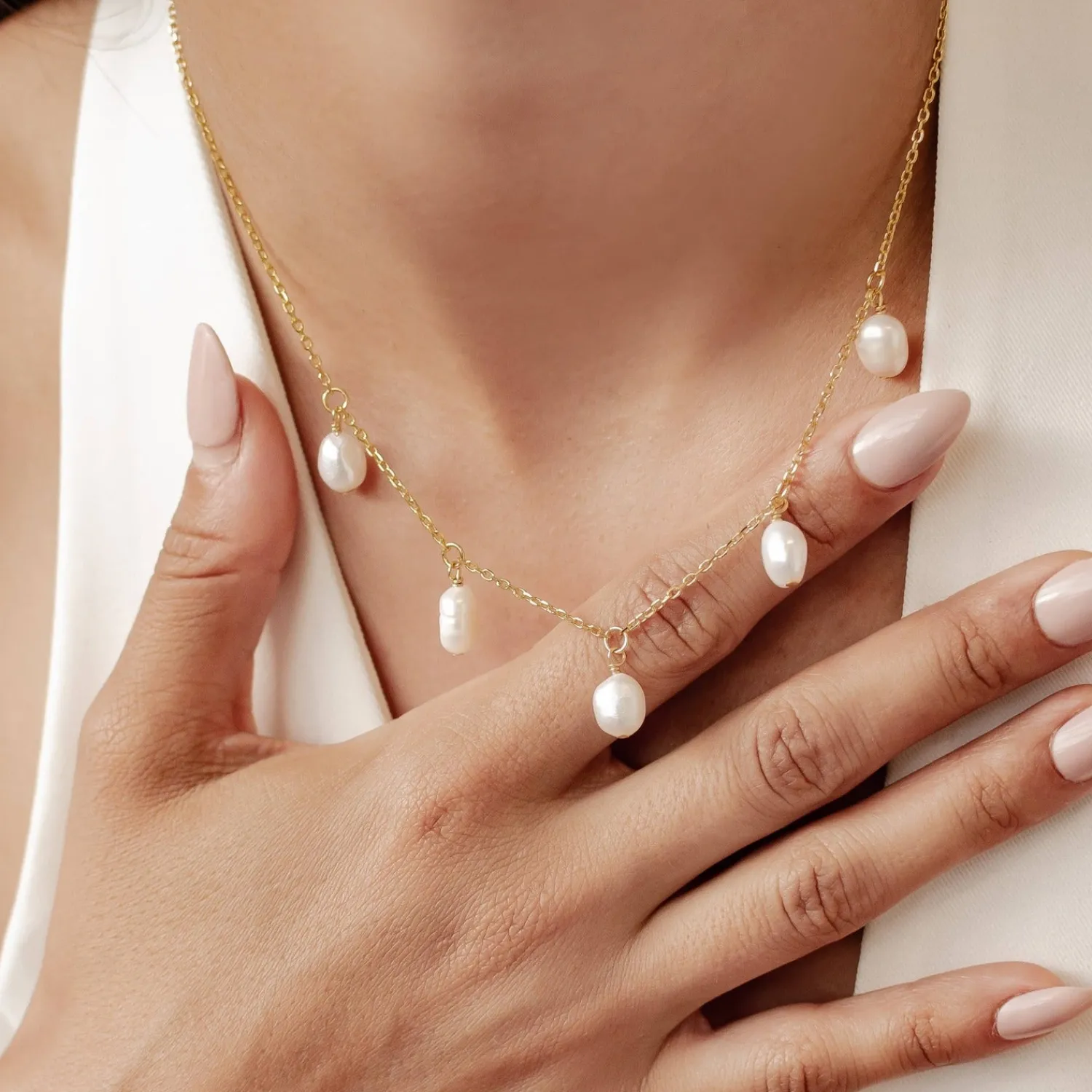 Perlenketten | Hey Happiness Grace Perlen Charms Kette aus Sterlingsilber