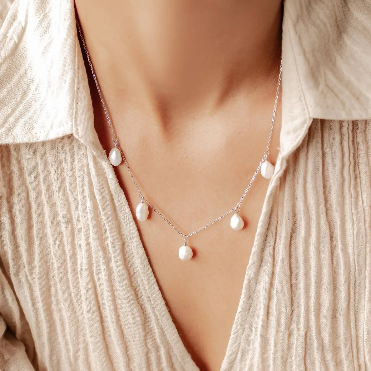 Perlenketten | Hey Happiness Grace Perlen Charms Kette aus Sterlingsilber