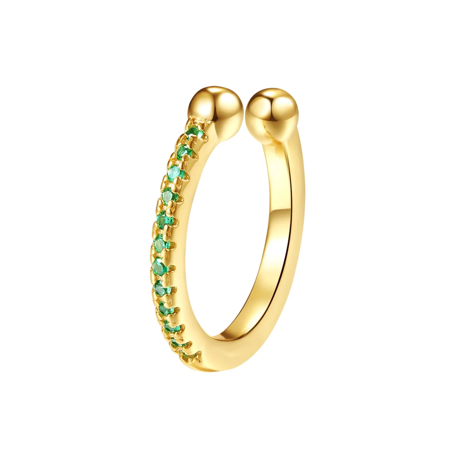Ear Cuffs | Ohrstecker | Hey Happiness Grüne Diamant Ear Cuff aus Sterlingsilber, vergoldet