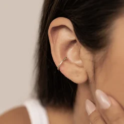 Ear Cuffs | Ohrstecker | Hey Happiness Grüne Diamant Ear Cuff aus Sterlingsilber, vergoldet