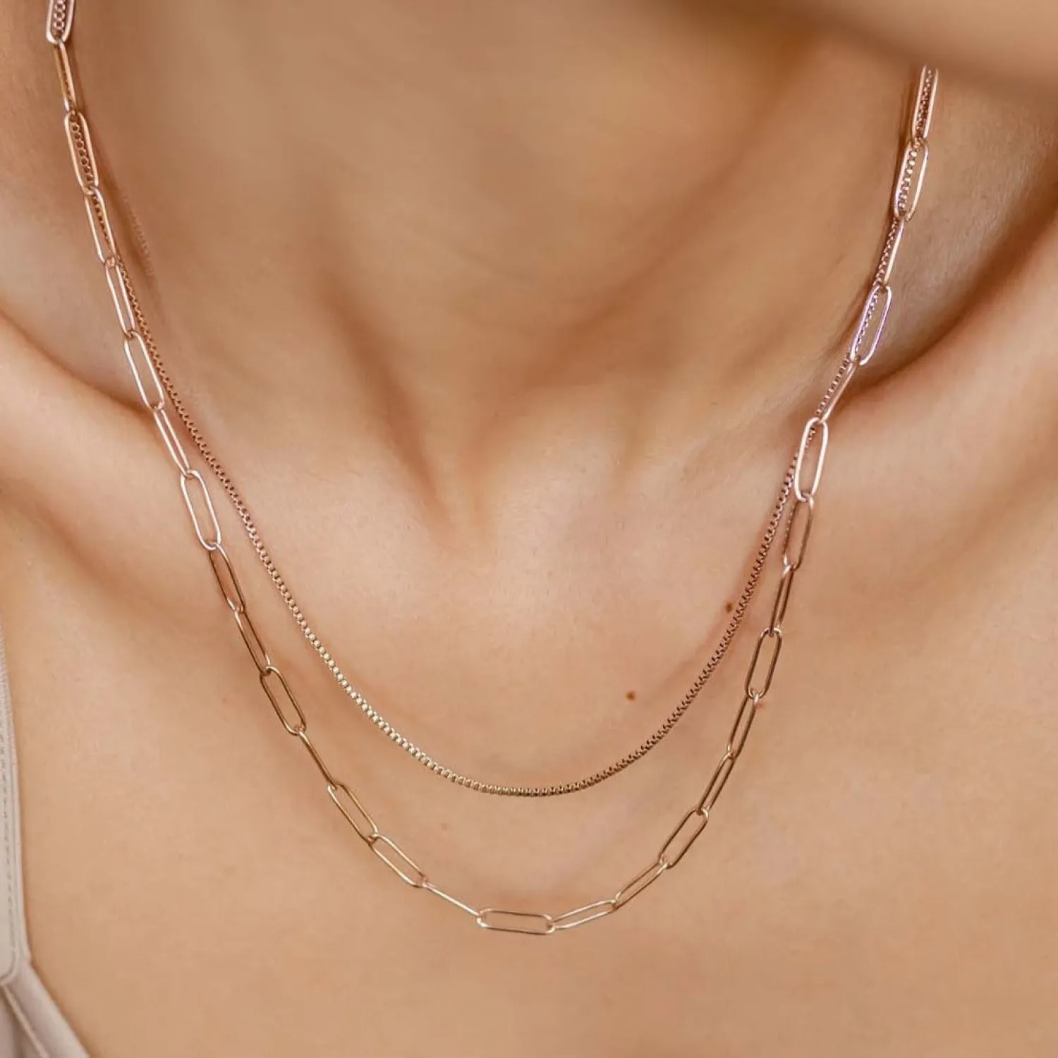 Statement Ketten | Hey Happiness Großgliedrige Kette Mehrreihig Rosegold Rose Gold