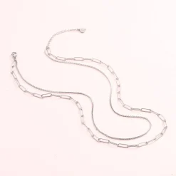Statement Ketten | Hey Happiness Großgliedrige Kette Mehrreihig Silber Silver