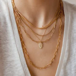 Statement Ketten | Hey Happiness Großgliedrige Kette Mehrreihig Gold