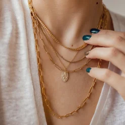 Statement Ketten | Hey Happiness Großgliedrige Kette Mehrreihig Gold