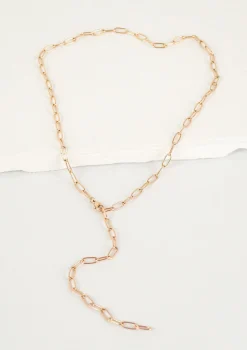 Lariat Necklaces | Statement Ketten | Hey Happiness Großgliedrige Kette Y Rosegold Rose Gold