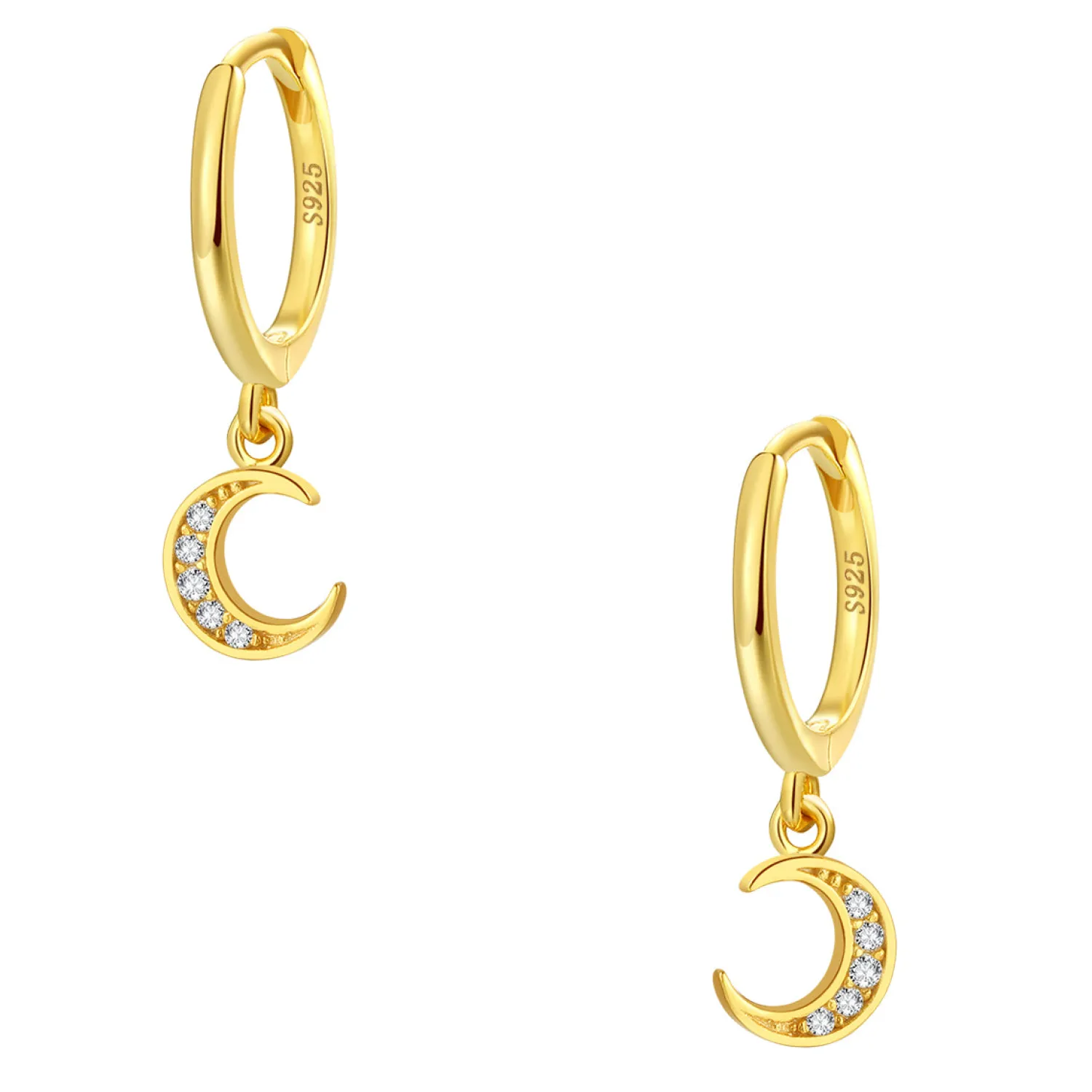 Huggie Ohrringe | Hey Happiness Halbmond Huggies Ohrringe Sterlingsilber in Gold