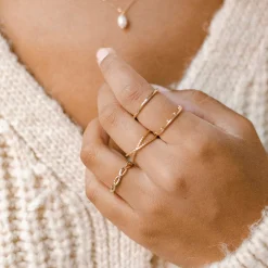 Schlichte Ringe | Hey Happiness Halo Kügelchen Ring Set Sterlingsilber in Gold