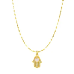Anhänger | Filigrane Ketten | Hey Happiness Hamsa Hand Anhänger Halskette für Schutz aus Sterlingsilber