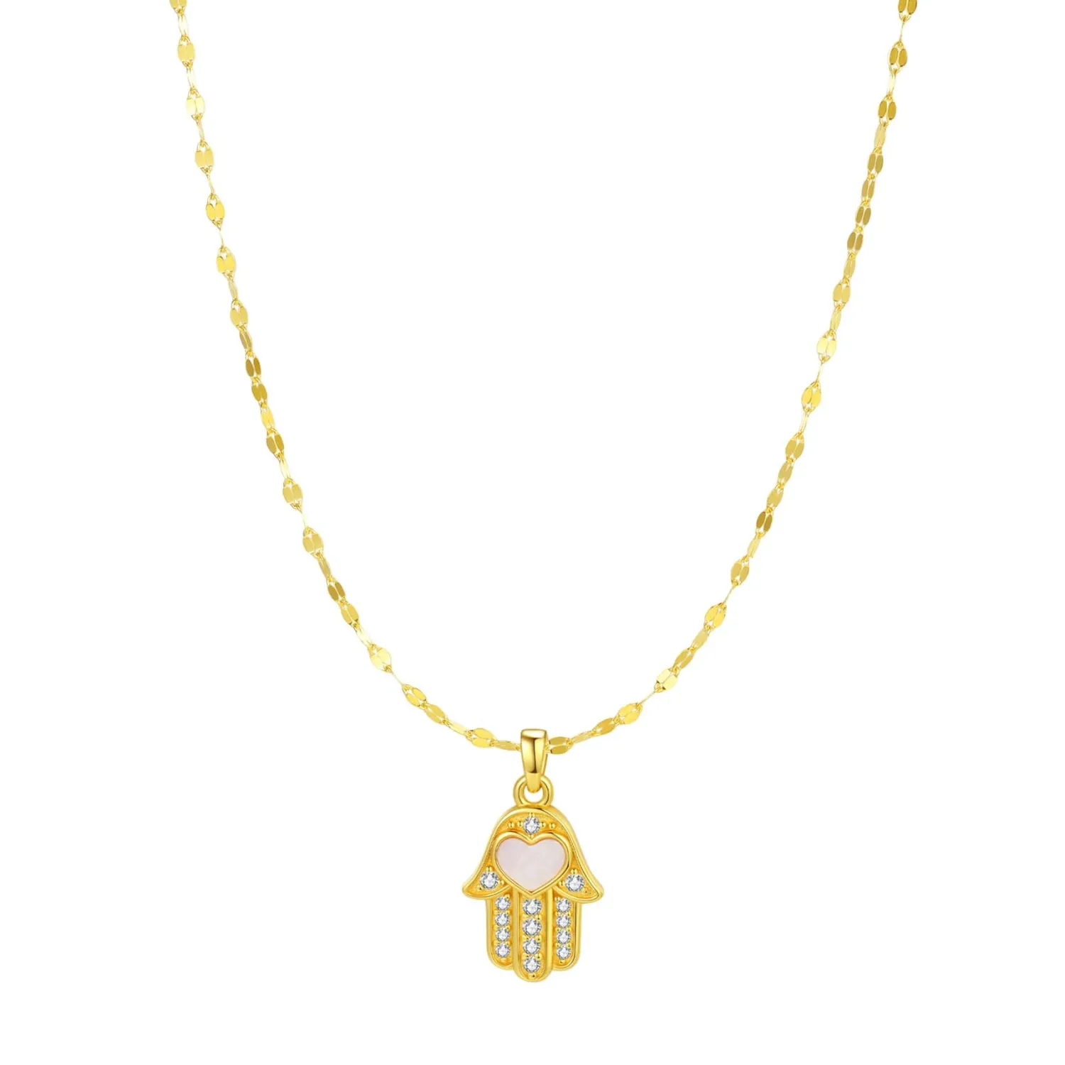 Anhänger | Filigrane Ketten | Hey Happiness Hamsa Hand Anhänger Halskette für Schutz aus Sterlingsilber