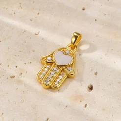 Anhänger | Filigrane Ketten | Hey Happiness Hamsa Hand Anhänger Halskette für Schutz aus Sterlingsilber