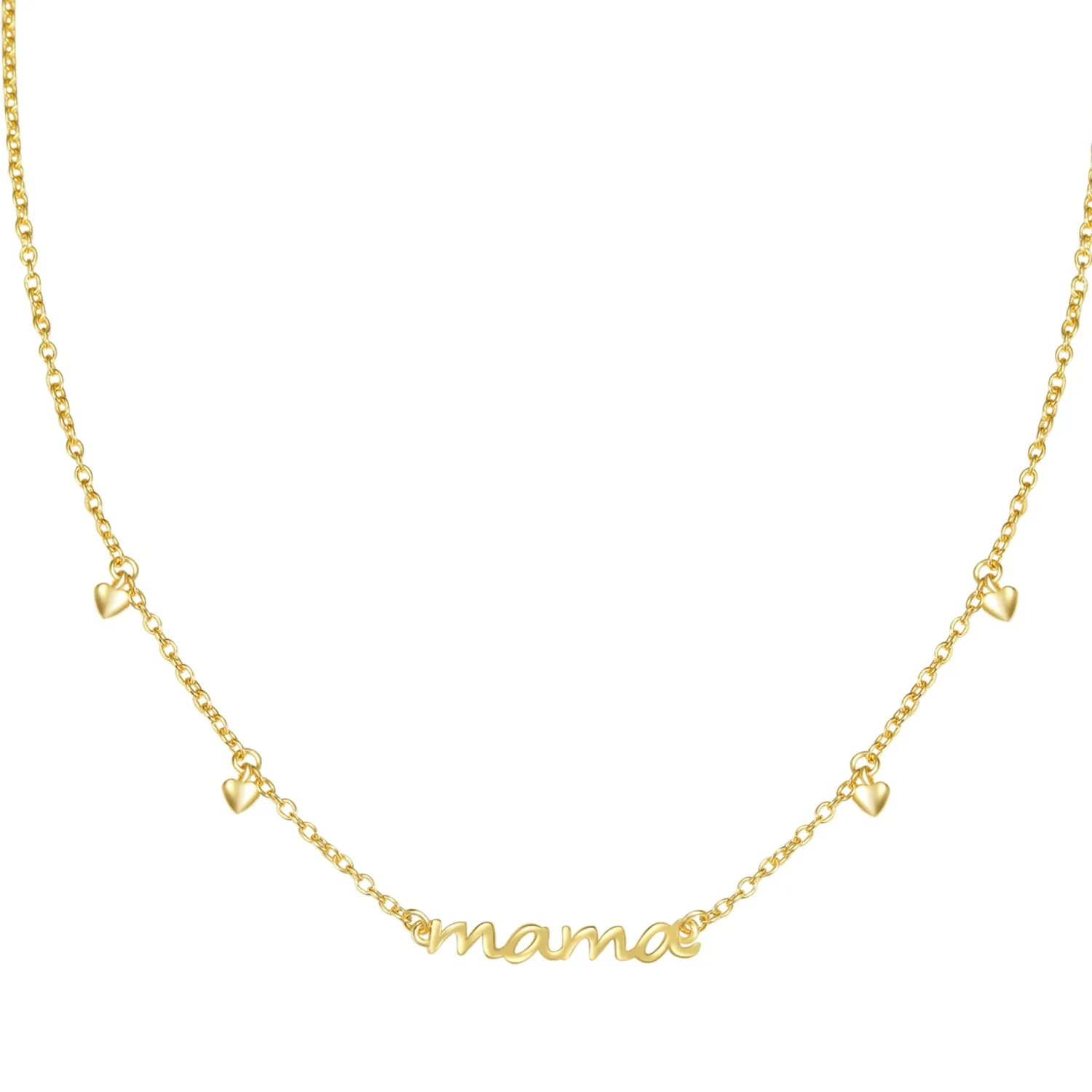 Filigrane Ketten | Hey Happiness Herz Charm Mama Halskette aus Sterlingsilber