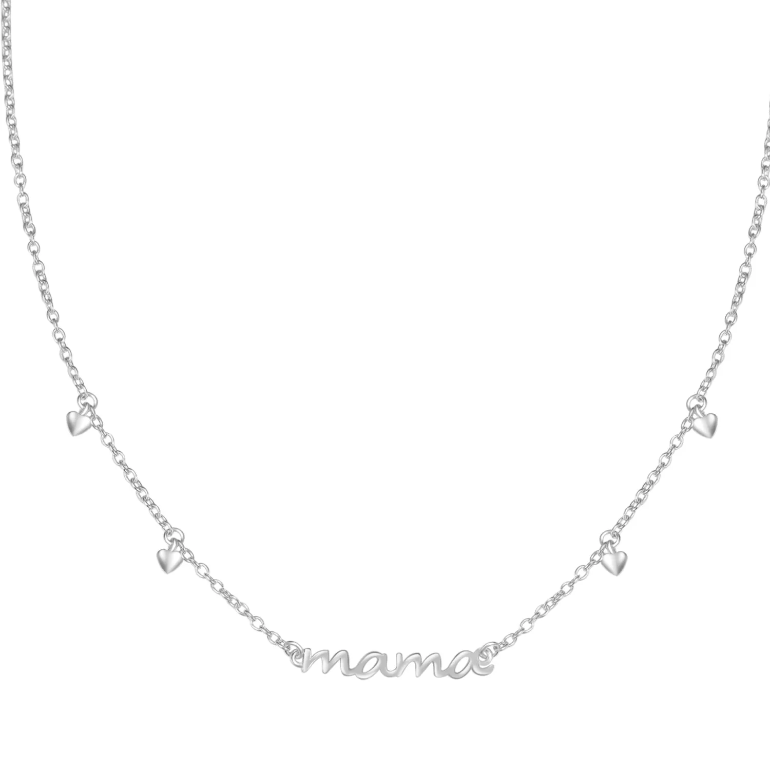 Filigrane Ketten | Hey Happiness Herz Charm Mama Halskette aus Sterlingsilber