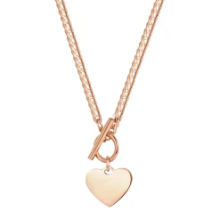Statement Ketten | Hey Happiness Herz Kette mit T-Steg in Rosegold Rose Gold
