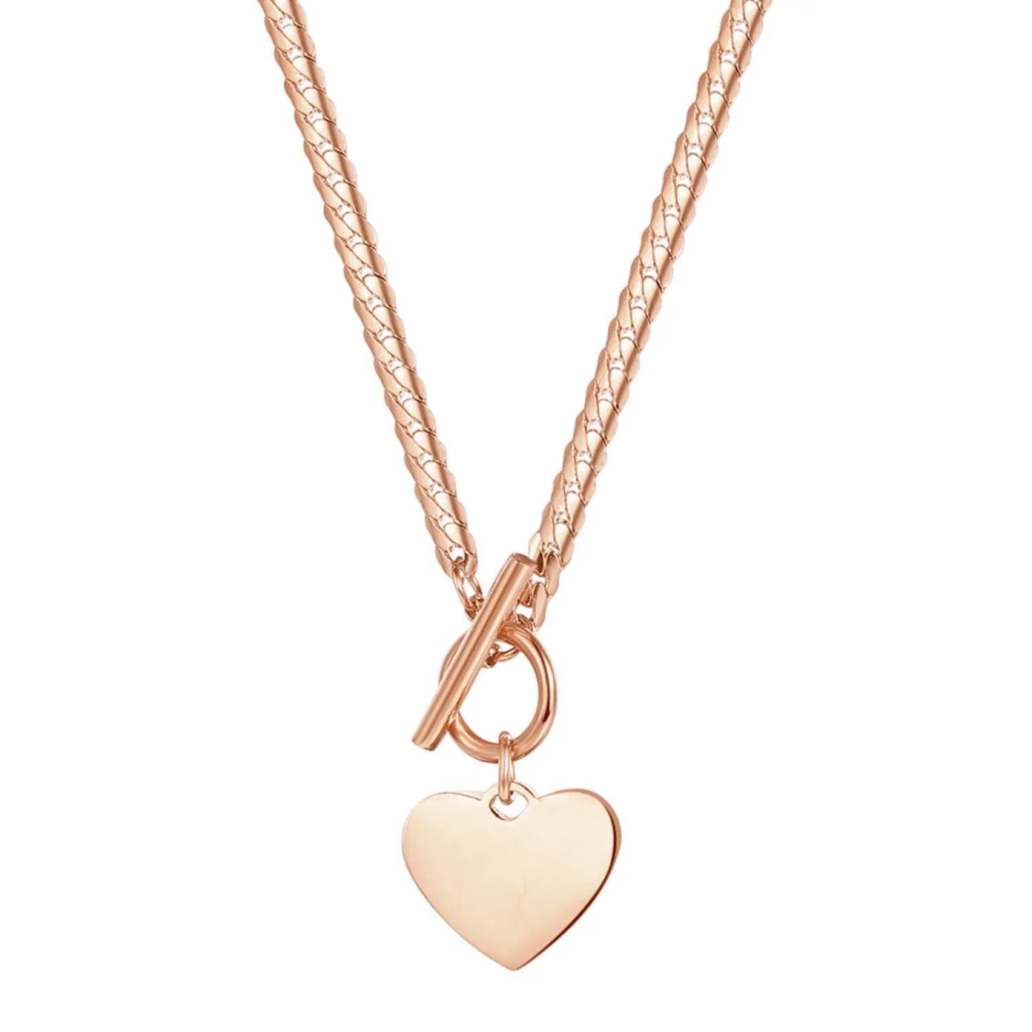 Statement Ketten | Hey Happiness Herz Kette mit T-Steg in Rosegold Rose Gold