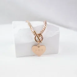Statement Ketten | Hey Happiness Herz Kette mit T-Steg in Rosegold Rose Gold