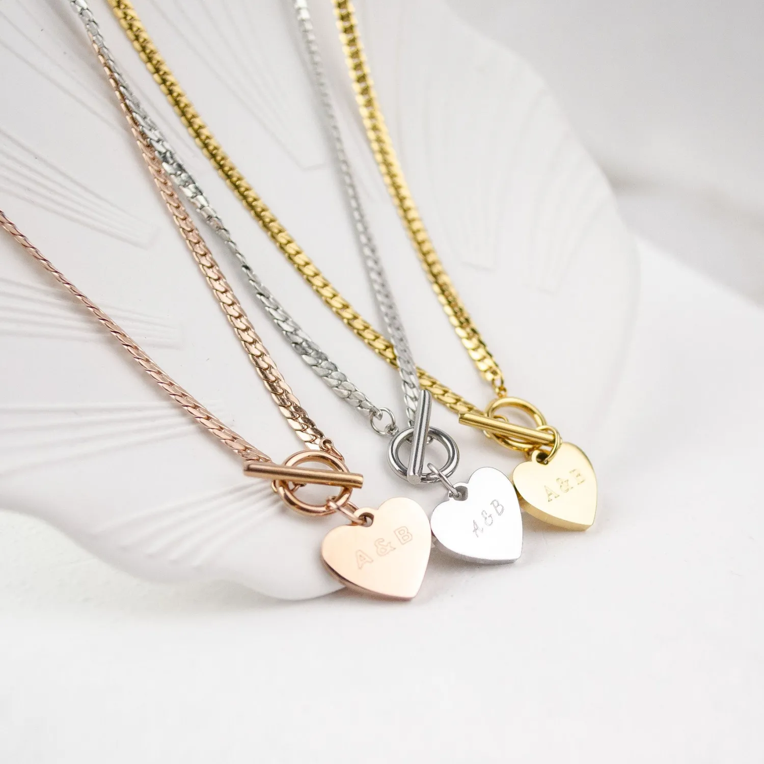 Statement Ketten | Hey Happiness Herz Kette mit T-Steg in Rosegold Rose Gold