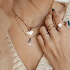 Statement Ketten | Hey Happiness Herz Kette mit T-Steg in Rosegold Rose Gold