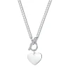 Statement Ketten | Hey Happiness Herz Kette mit T-Steg in Silberfarbe Silver