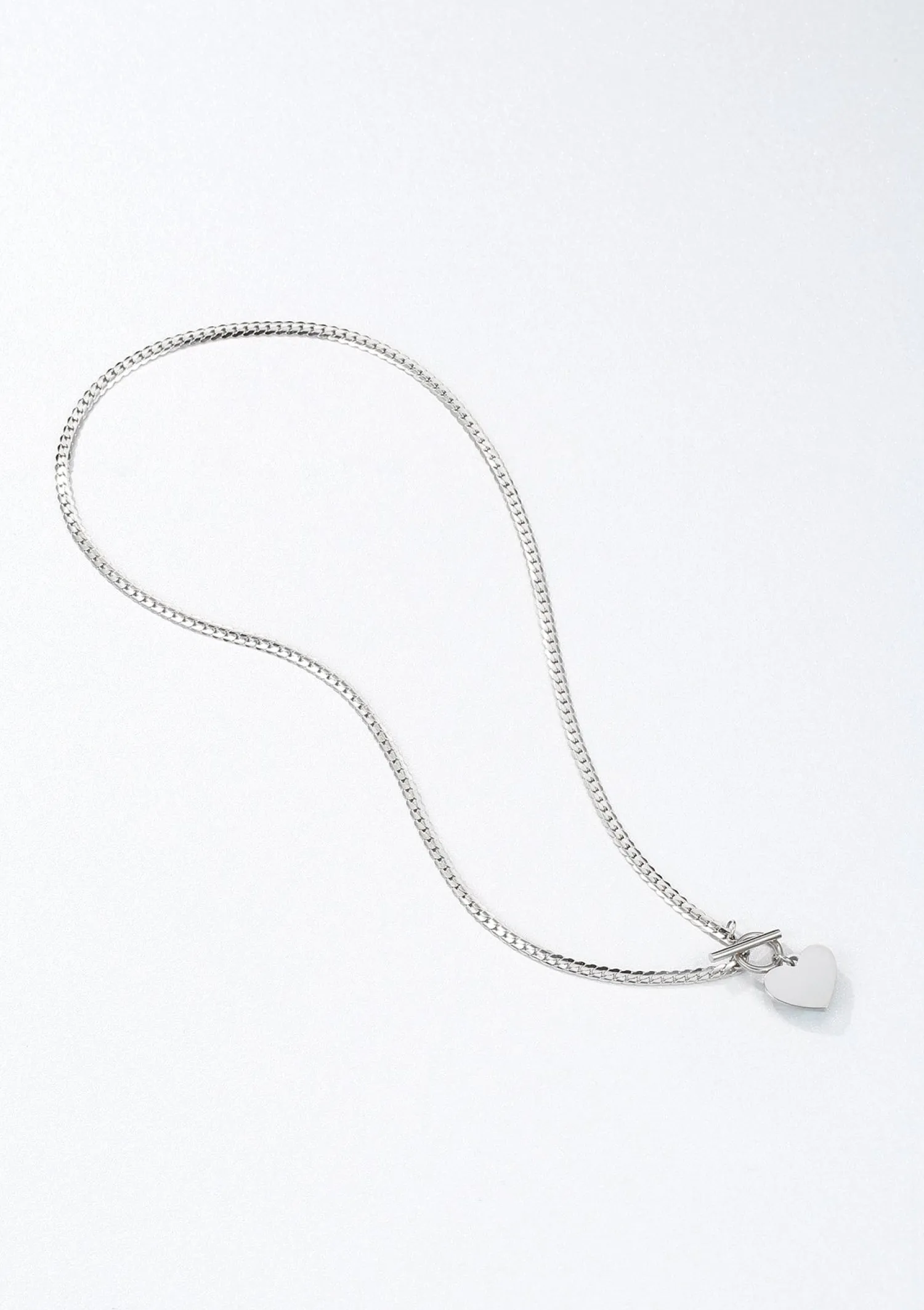 Statement Ketten | Hey Happiness Herz Kette mit T-Steg in Silberfarbe Silver