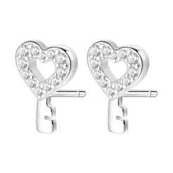 Ohrstecker | Hey Happiness Herz Schlüssel Ohrstecker Sterlingsilber Silver