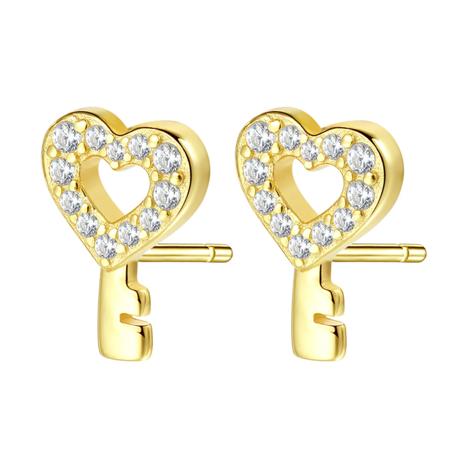 Ohrstecker | Hey Happiness Herz Schlüssel Ohrstecker Sterlingsilber in Gold