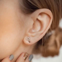 Ohrstecker | Hey Happiness Herz Schlüssel Ohrstecker Sterlingsilber Silver
