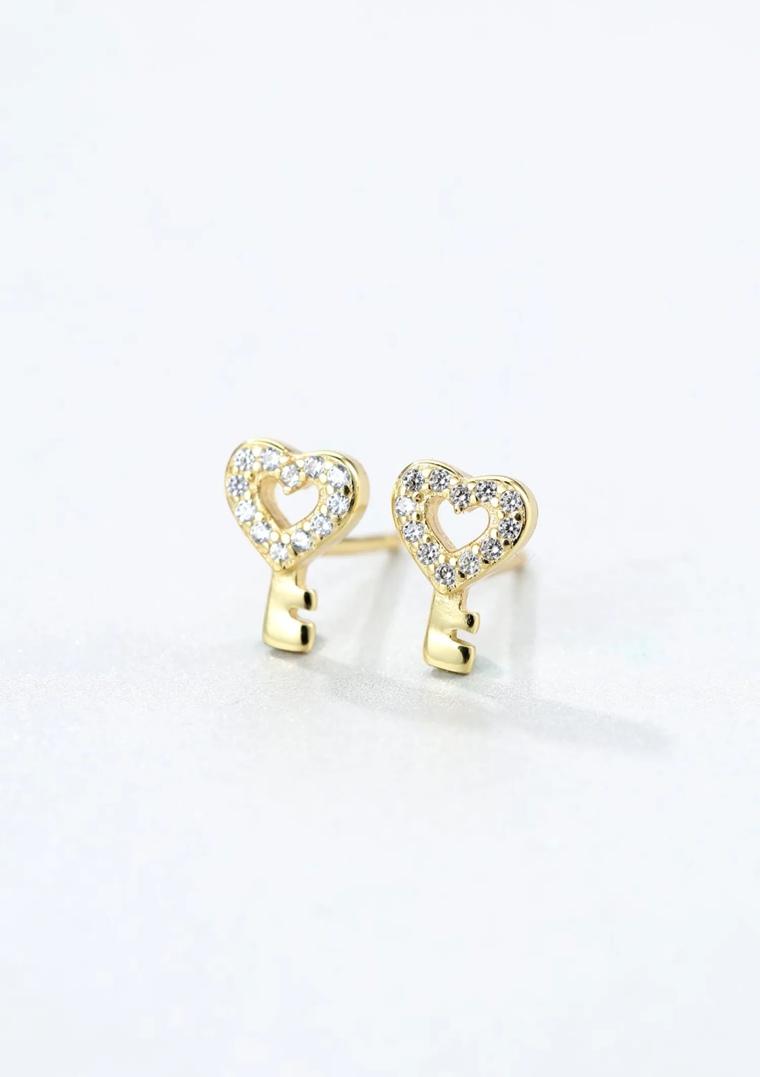 Ohrstecker | Hey Happiness Herz Schlüssel Ohrstecker Sterlingsilber in Gold
