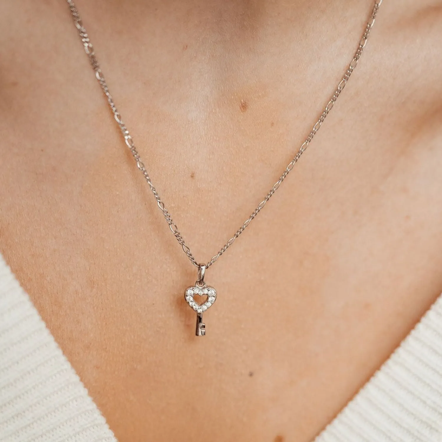 Filigrane Ketten | Hey Happiness Herz Schlüsselanhänger Halskette Sterling Silber Silver