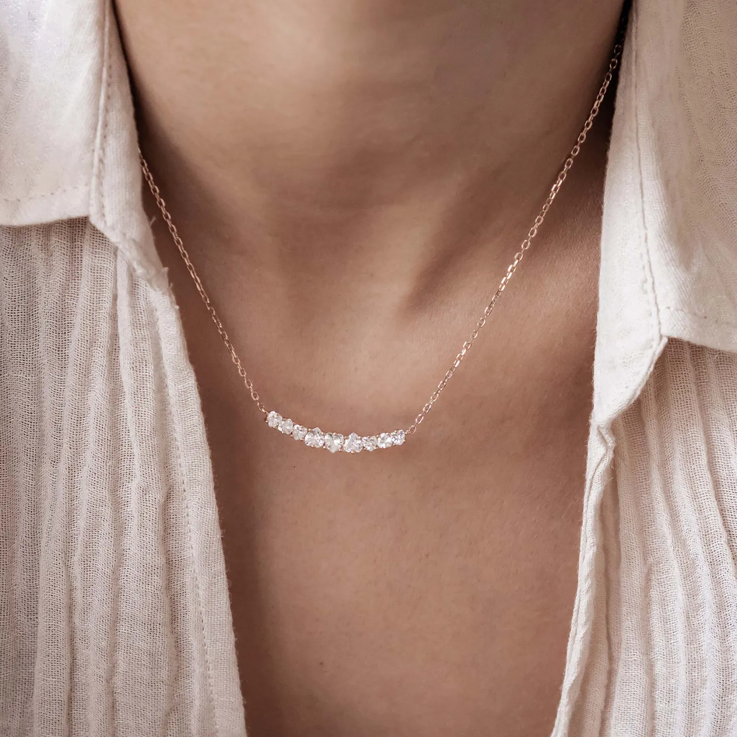 Filigrane Ketten | Hey Happiness Herz Tennis Halskette aus Sterlingsilber
