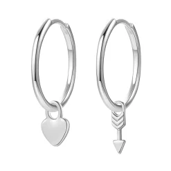 Creolen | Hey Happiness Herz und Pfeil Charm Creolen aus Sterlingsilber Silver