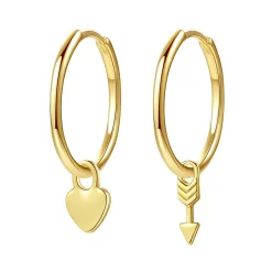 Creolen | Hey Happiness Herz und Pfeil Charm Creolen aus Sterlingsilber in Gold