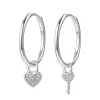 Creolen | Hey Happiness Herz und Schlüssel Charm Creolen aus Sterlingsilber Silver