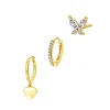 Earring Stack Sets | Hey Happiness Herz und Schmetterling Stacking Ohrringe Veretes Sterlingsilber Gold